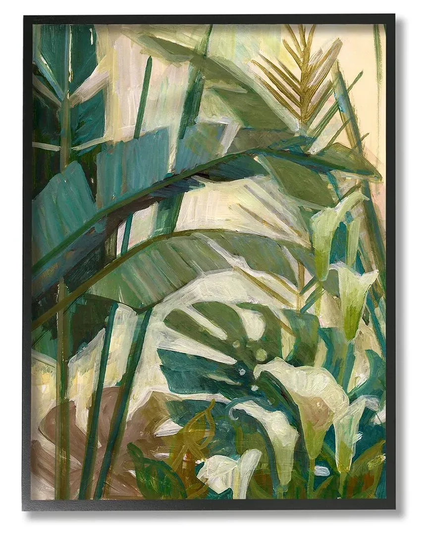 Tropical Jungle Plant Leaves Framed Giclee Wall Art - Black