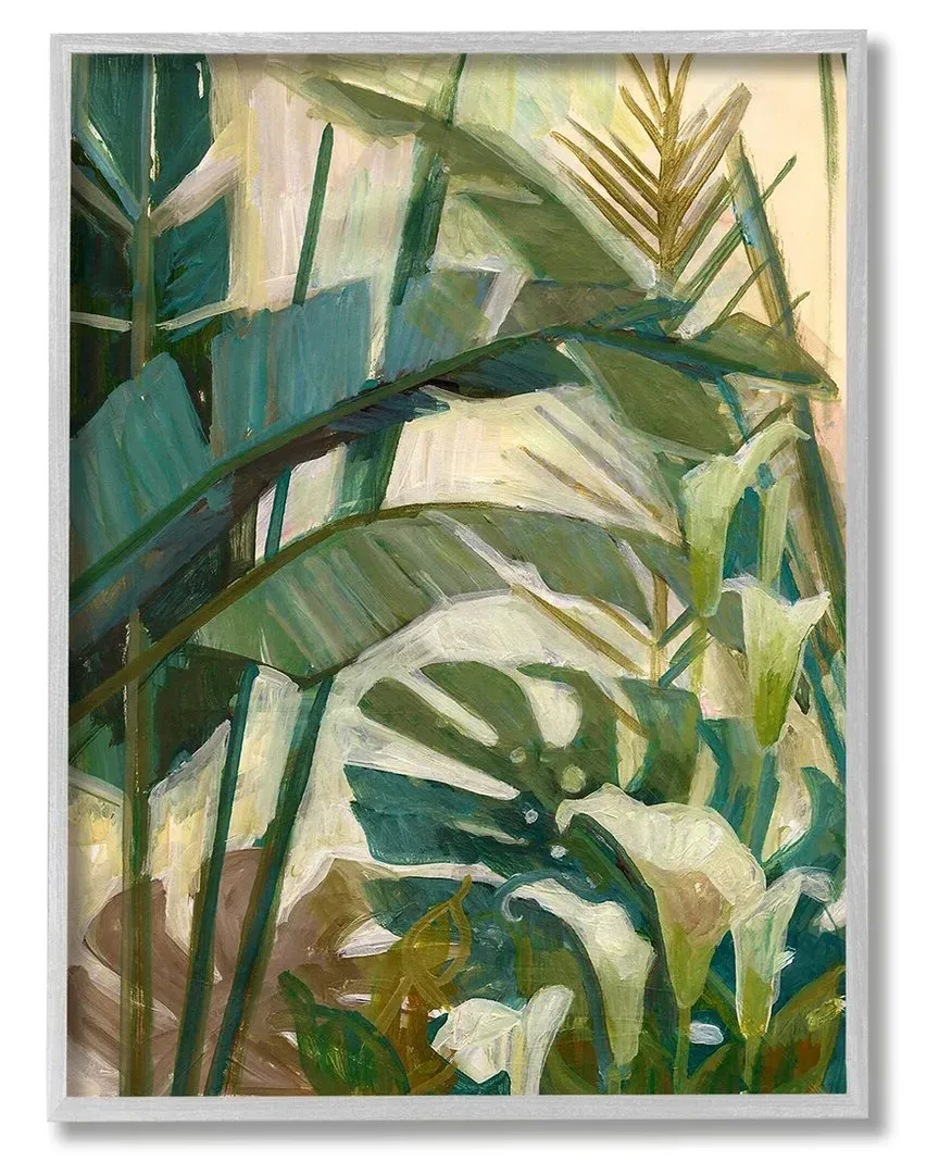 Tropical Jungle Plant Leaves Framed Giclee Wall Art by Elaine Vollherbst-Lane
