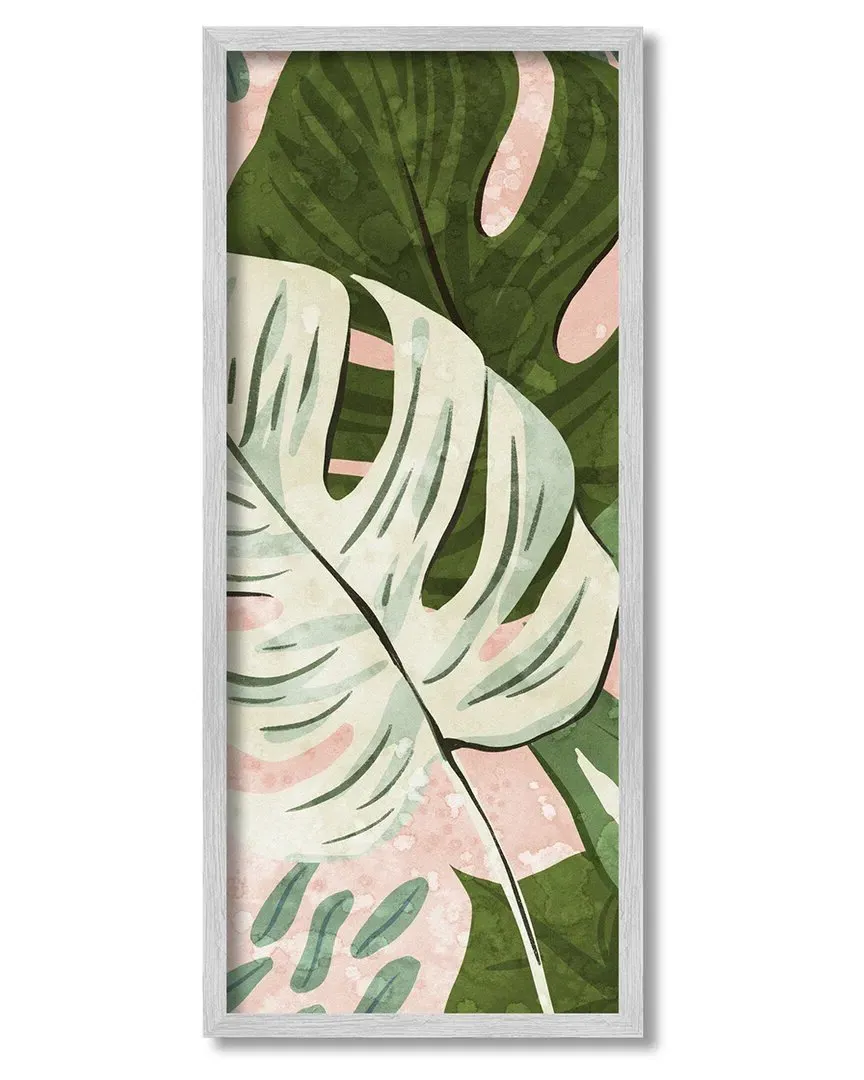 Tropical Monstera Leaf Framed Giclee Wall Art - Grey