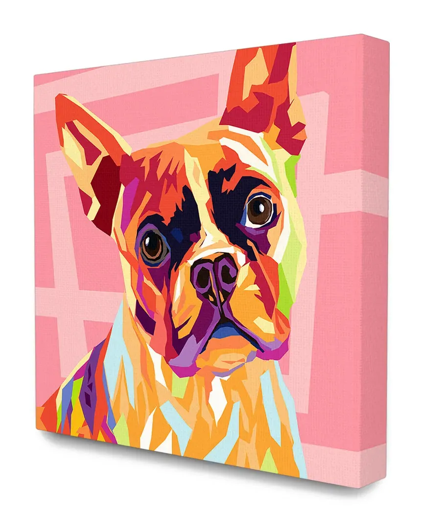 Vibrant Abstract Rainbow Dog Canvas Art Print - Pink Pattern image