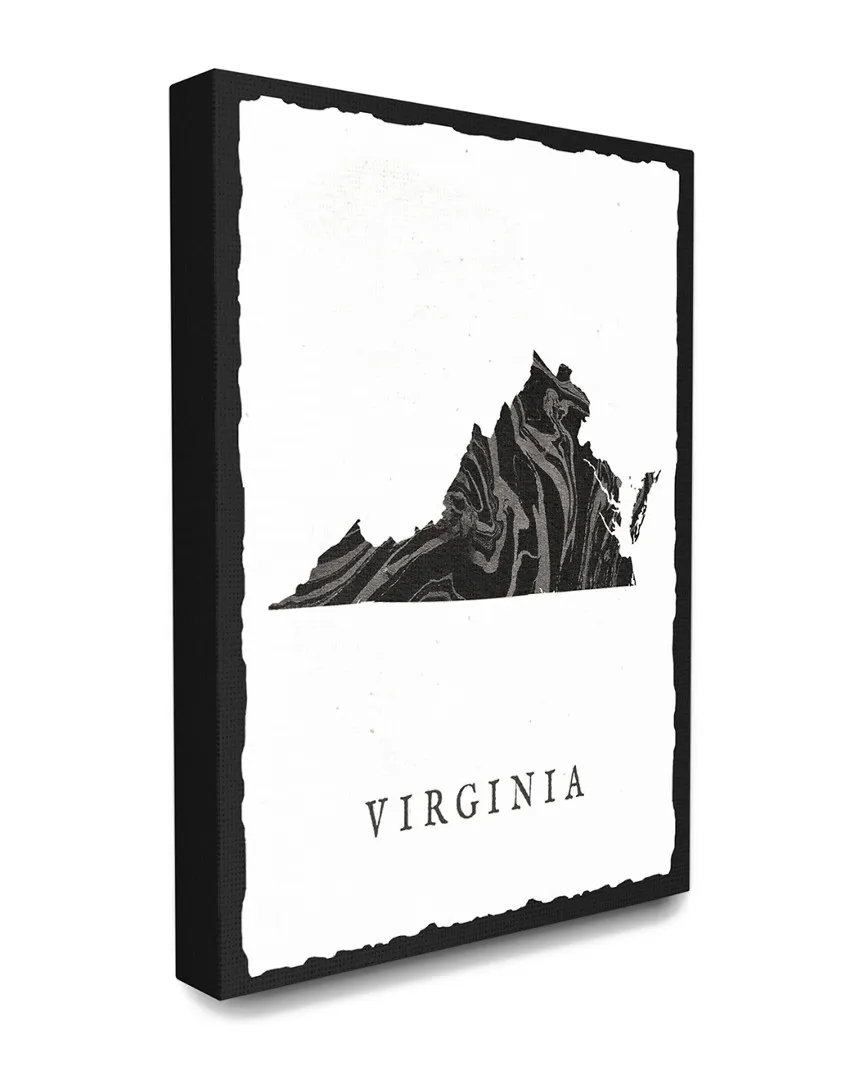 Virginia State Silhouette Canvas Art Print - Black, Grey