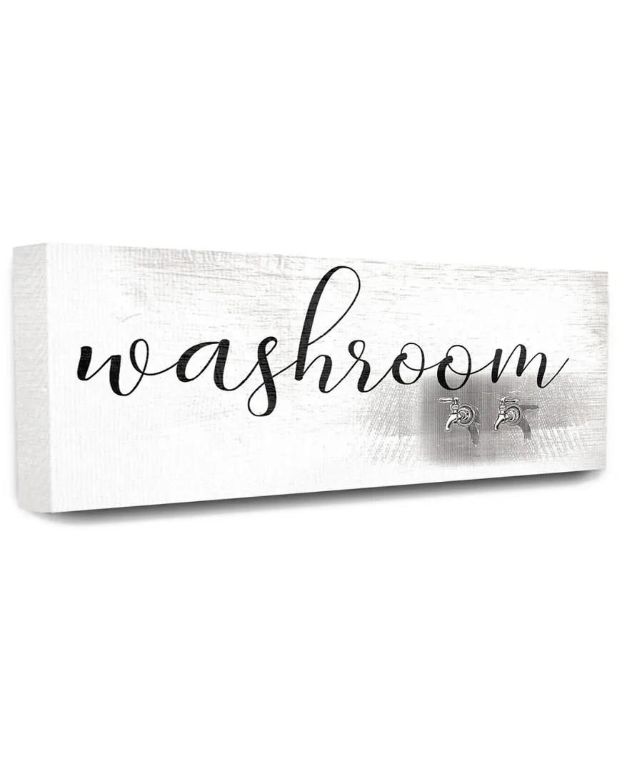 Washroom Faucet Illustration Script Typography Sign