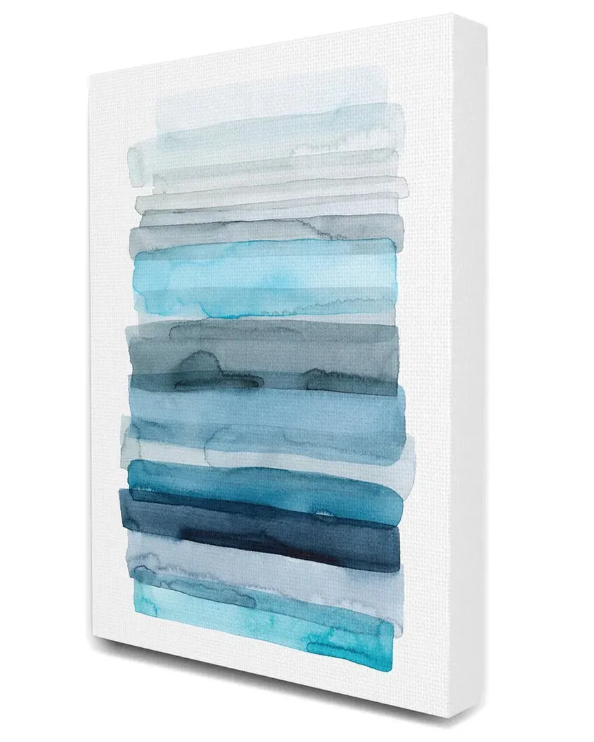 Water Inspired Ombre Abstract Lines Canvas Wall Art - Blue by Grace Popp