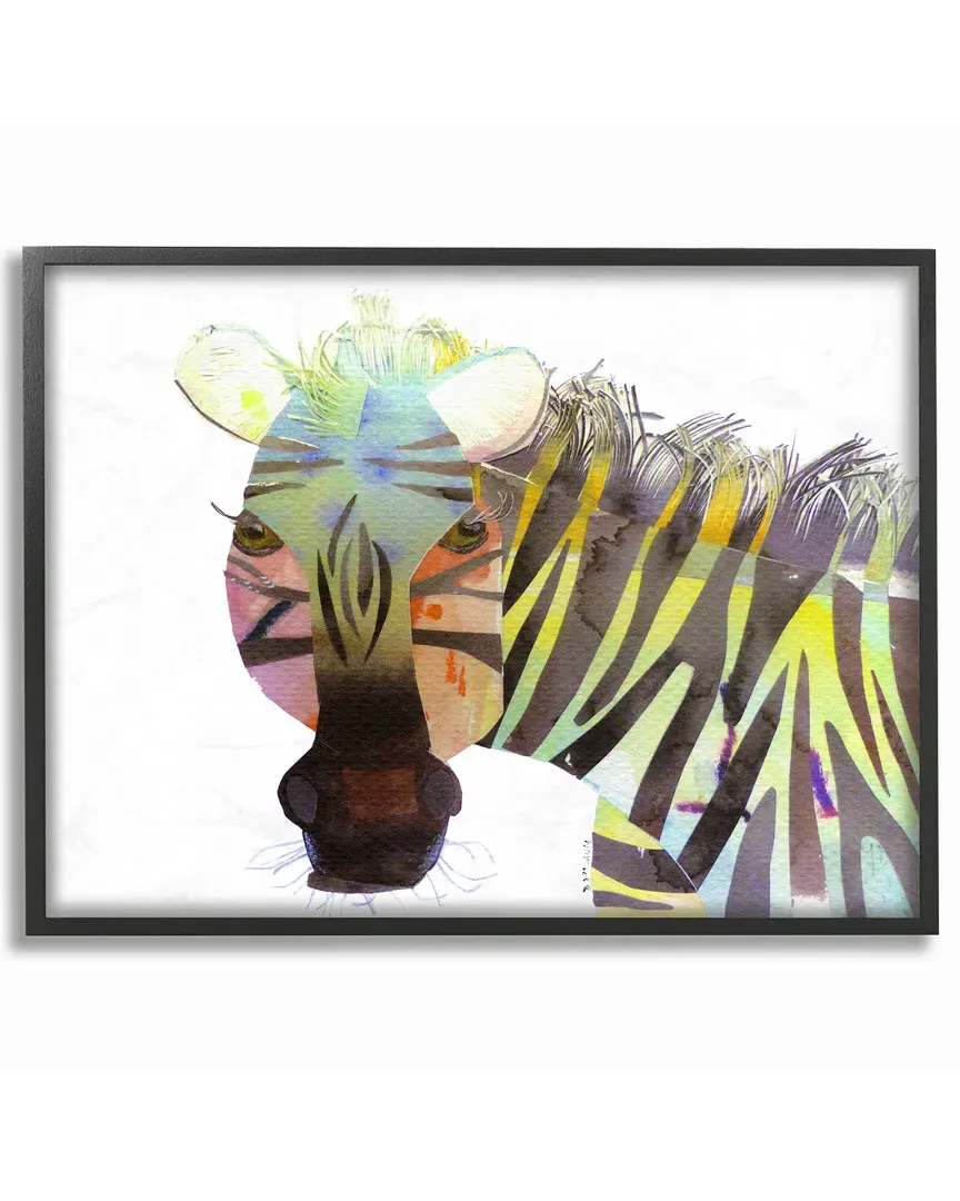 Watercolor Cutout Collage Zebra by Marley Ungaro Framed Art
