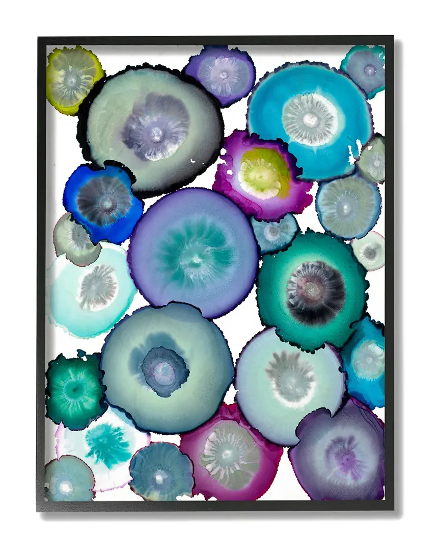 Watercolor Geodes Framed Wall Art - Wood Grain