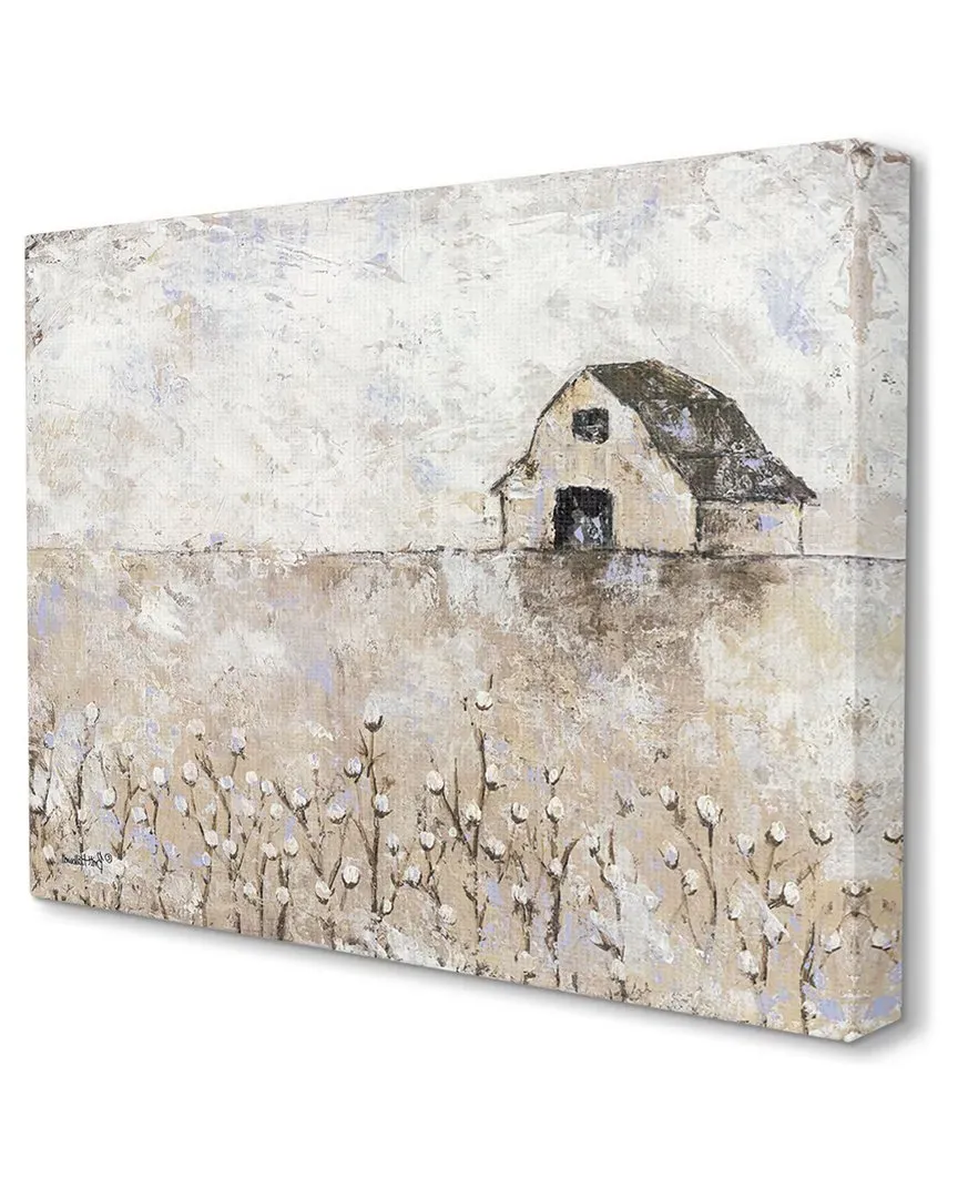 White Barn Distressed Landscape Canvas Wall Art - Beige