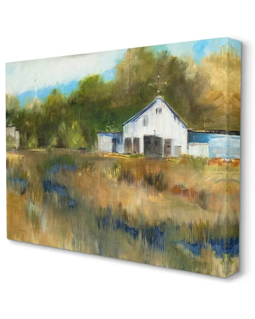 White Farmhouse Landscape Canvas Wall Art by Liz Jardine image