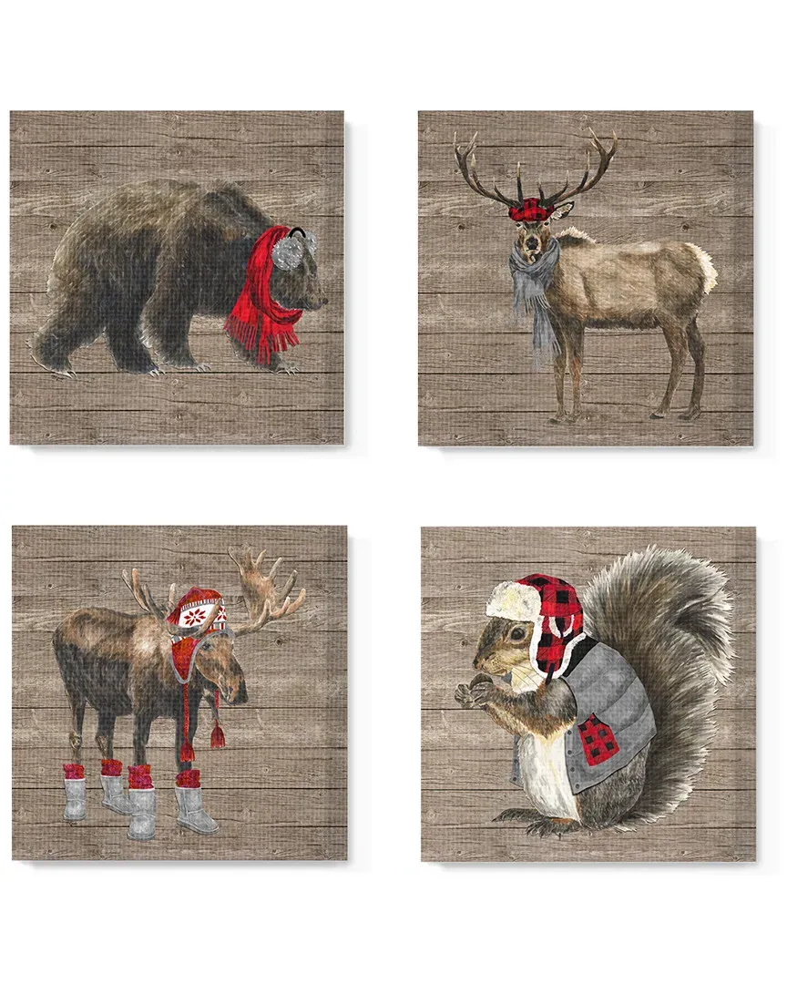 Wilderness Animals Buffalo Plaid 4pc Canvas Art Set image