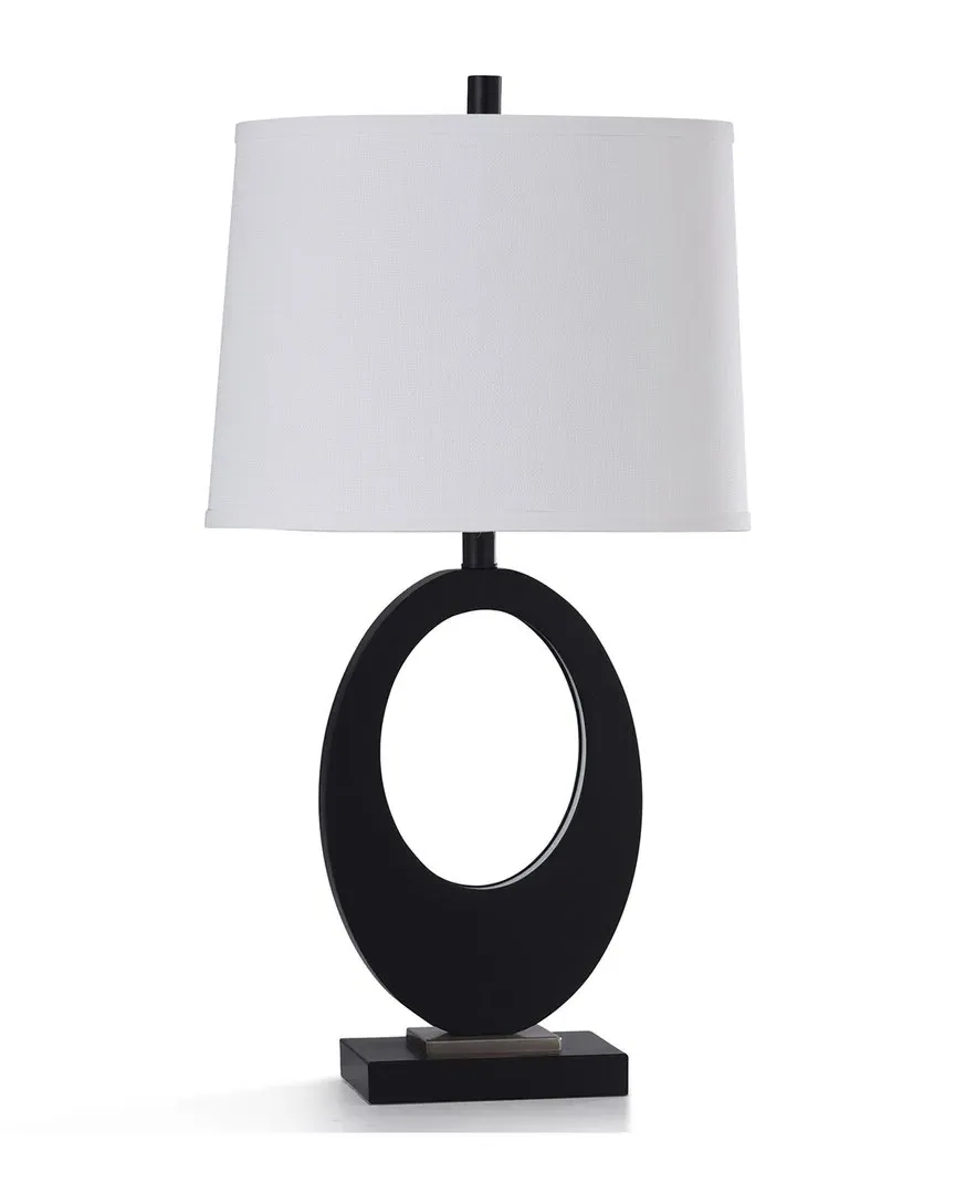 Fabian Oval Table Lamp with Linen Shade - White, Resin image