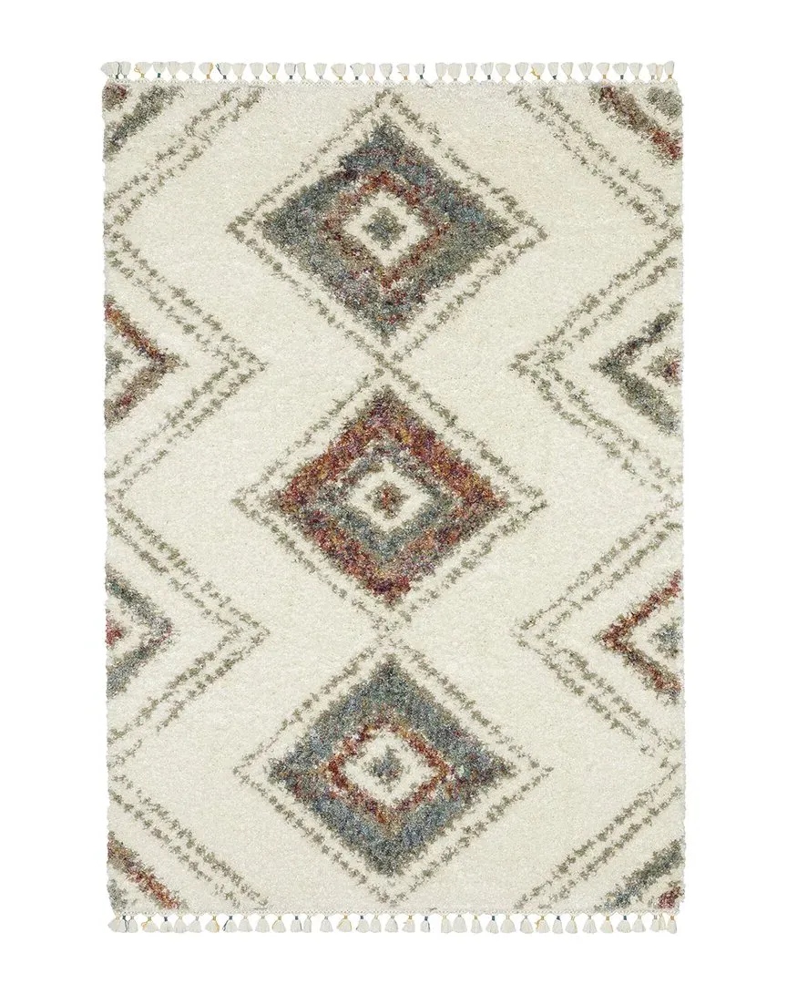 Amerherst Southwest Diamond Shag Area Rug with Tassel Fringe