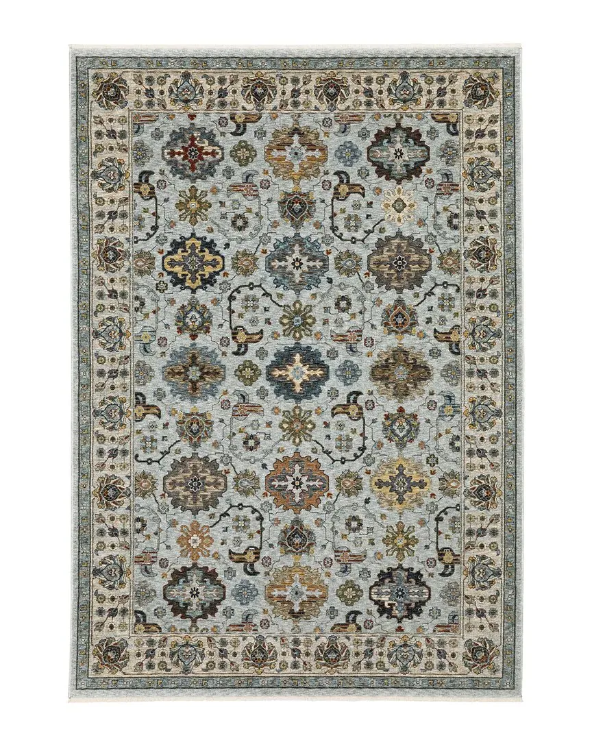 Arlington Oriental Medallion Area Rug with Fringe - Blue