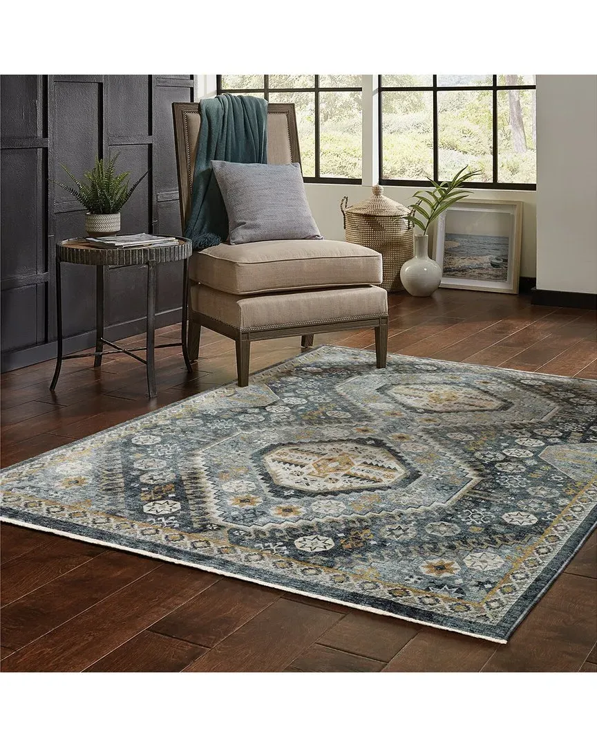 Arlington Oriental Tribal Rug - Blue, Polyester