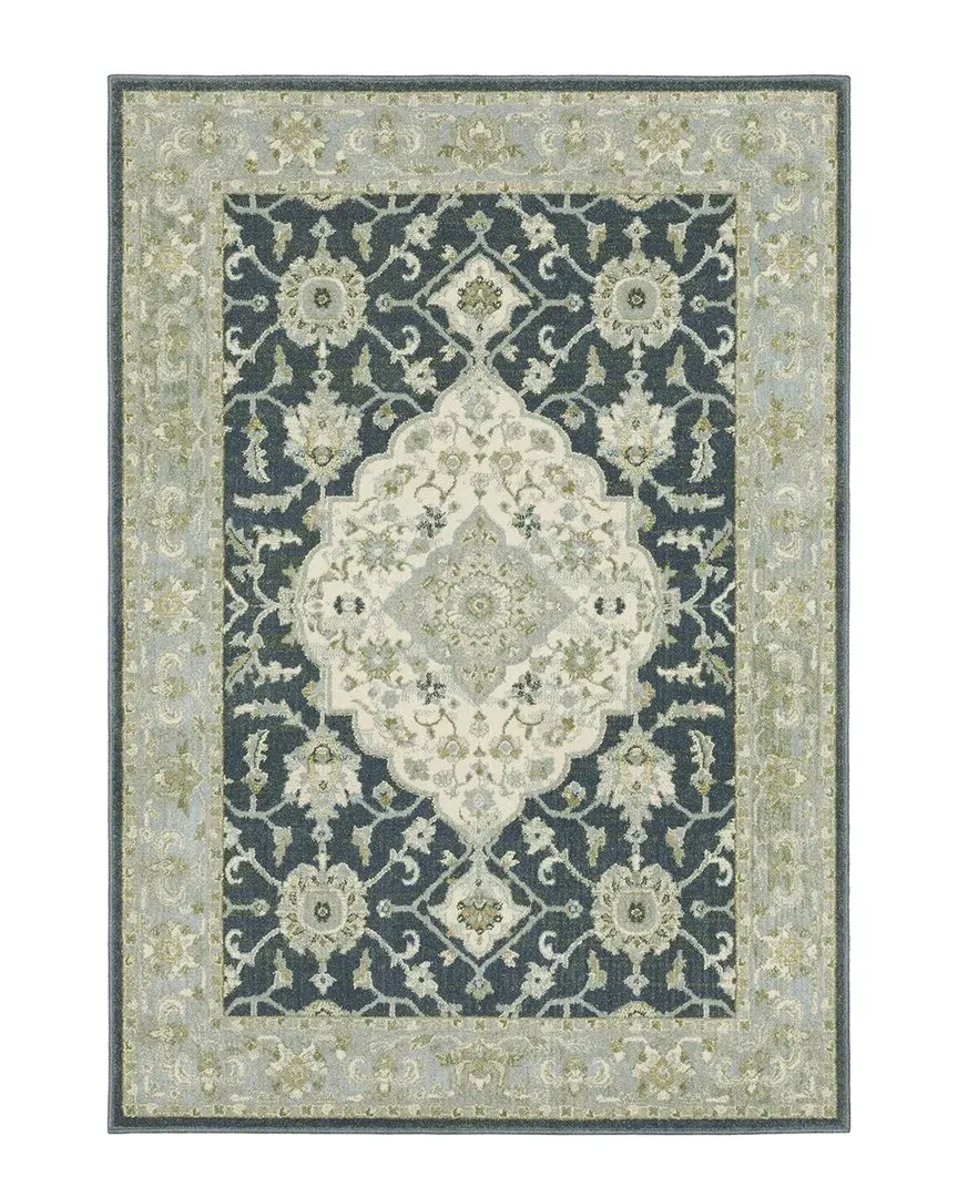 Barrett Floral Medallion Cut Pile Rug - Blue