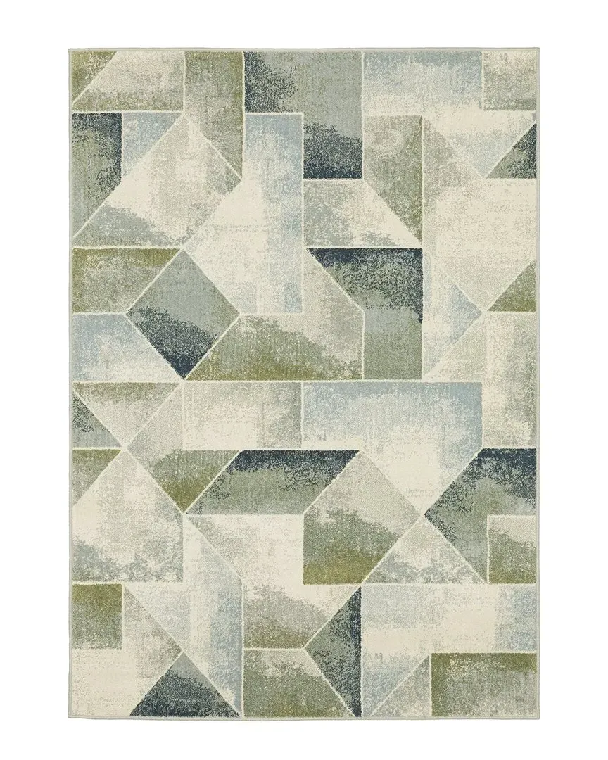 Barrett Geometric Triangles Cut Pile Rug - Blue, Polypropylene