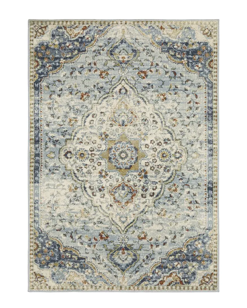 Barrett Medallion Cut Pile Rug - Blue, Polypropylene