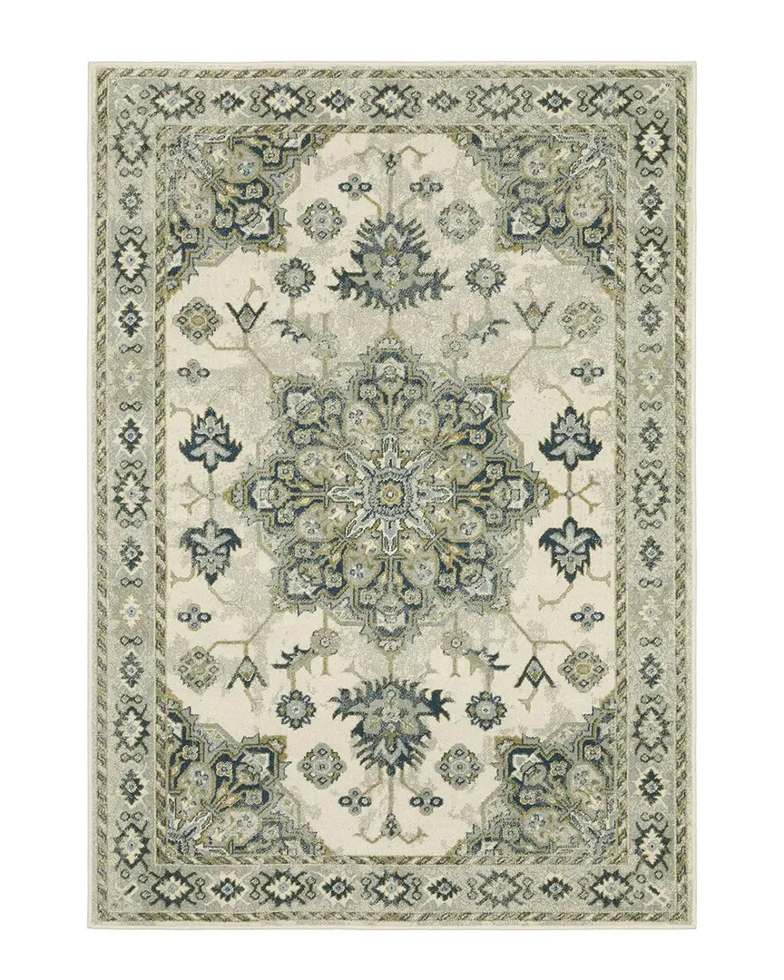 Barrett Oriental Medallion Cut Pile Rug - Ivory