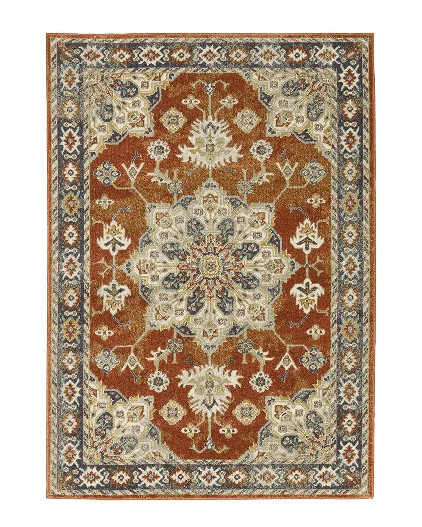 Barrett Oriental Medallion Cut Pile Rug - Rust