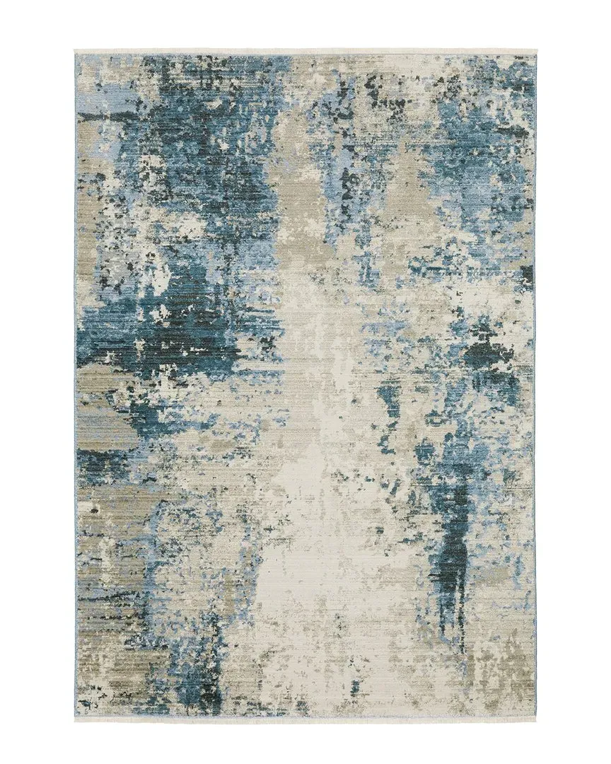 Bartlett Distressed Abstract Recycled Area Rug - Blue
