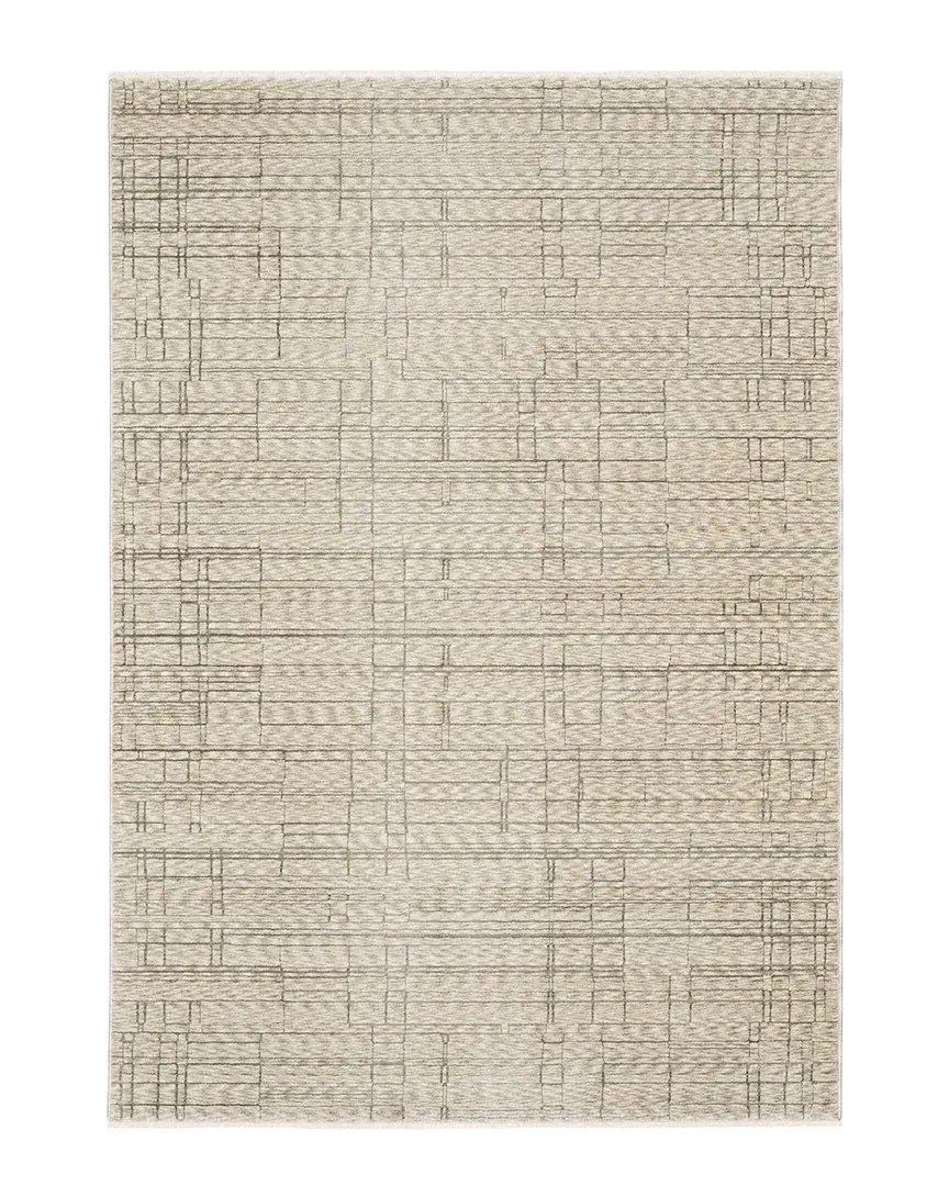 Cameron Geometric Distressed Rug - Beige, Polyester image