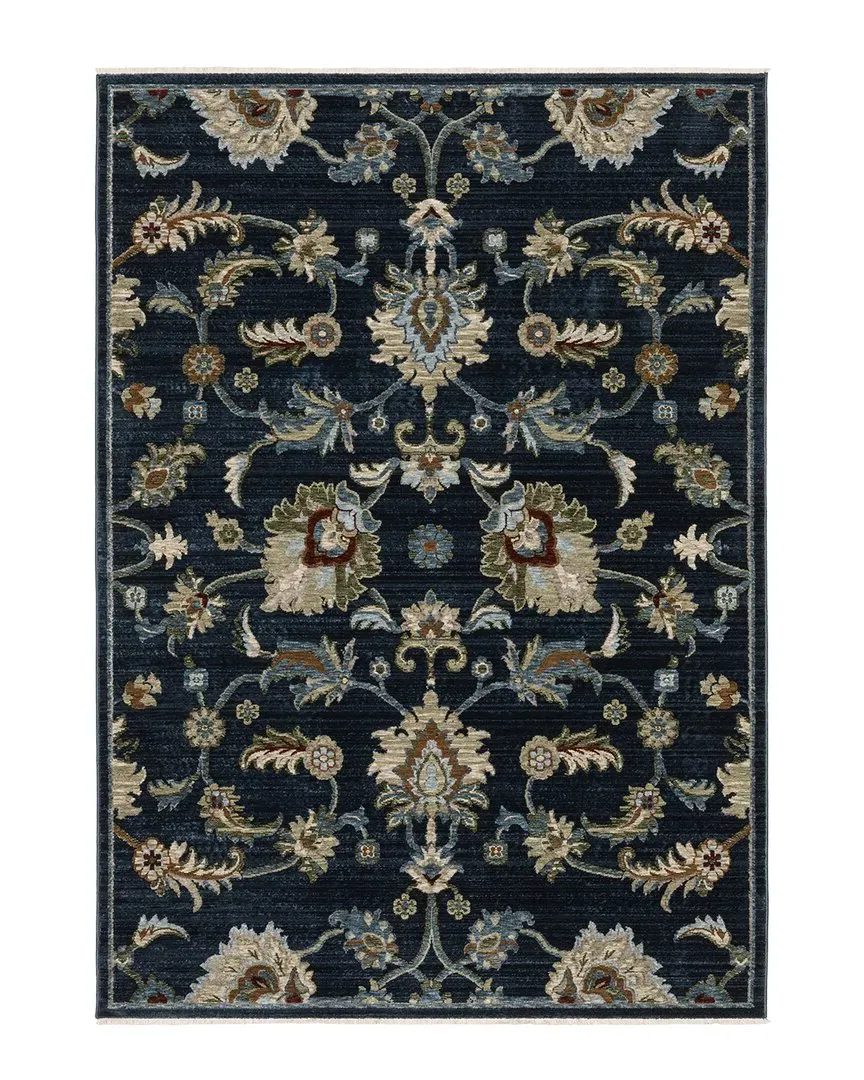 Cameron Oriental Floral Rug - Blue, Polyester