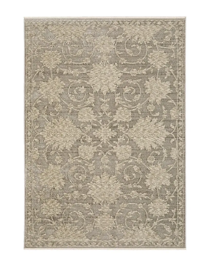Cameron Oriental Floral Rug - Grey, Polyester