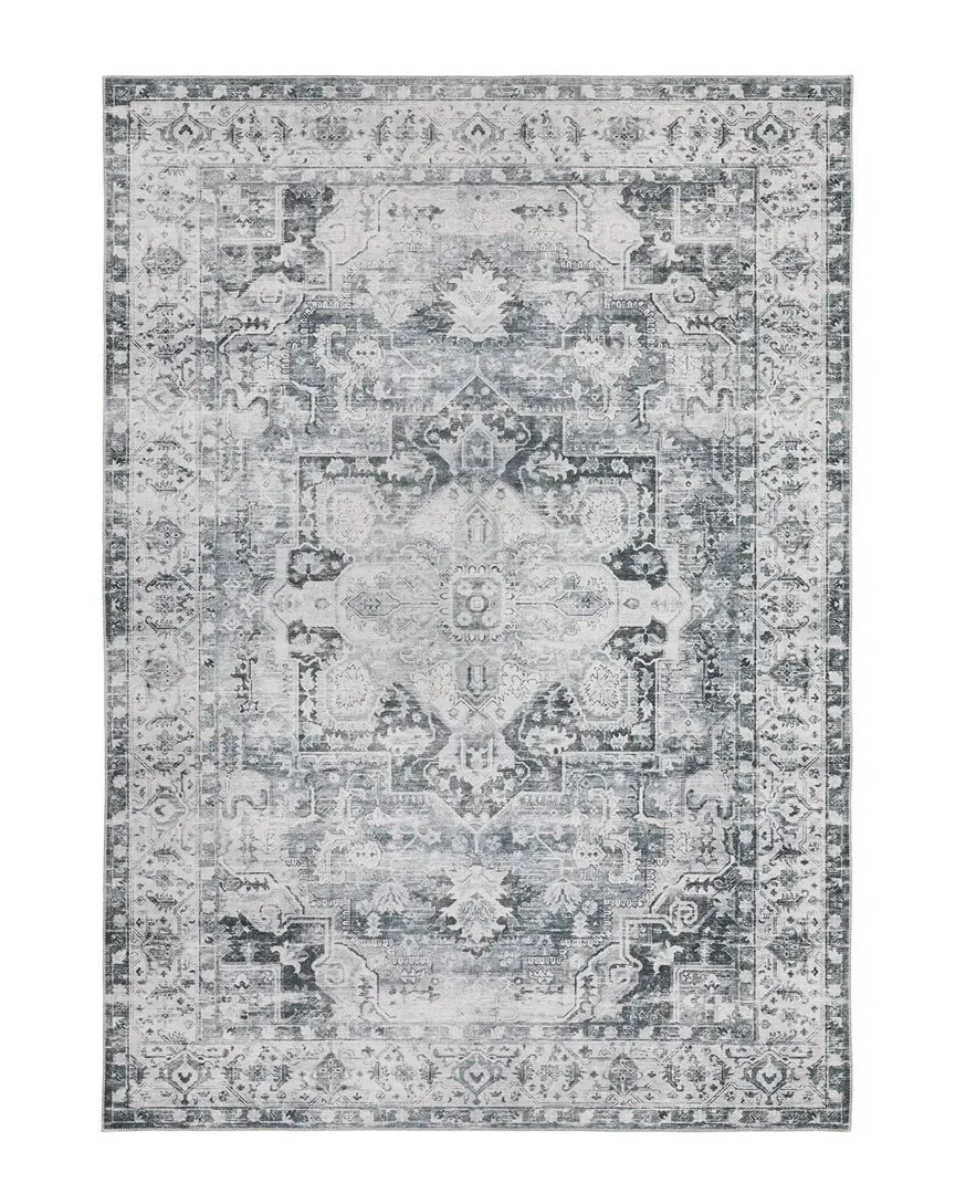 Chandler Washable Flat Weave Rug - Charcoal, Polyester