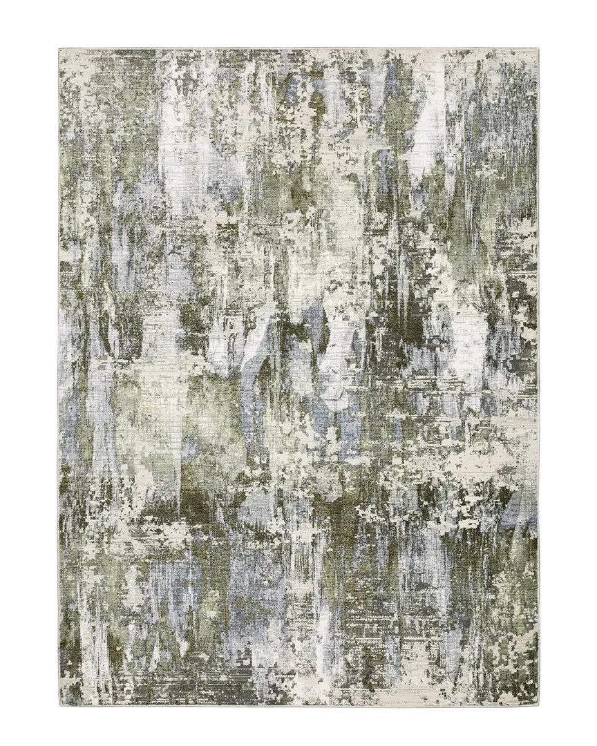 Cordona Industrial Abstract Area Rug - Green, Polyester