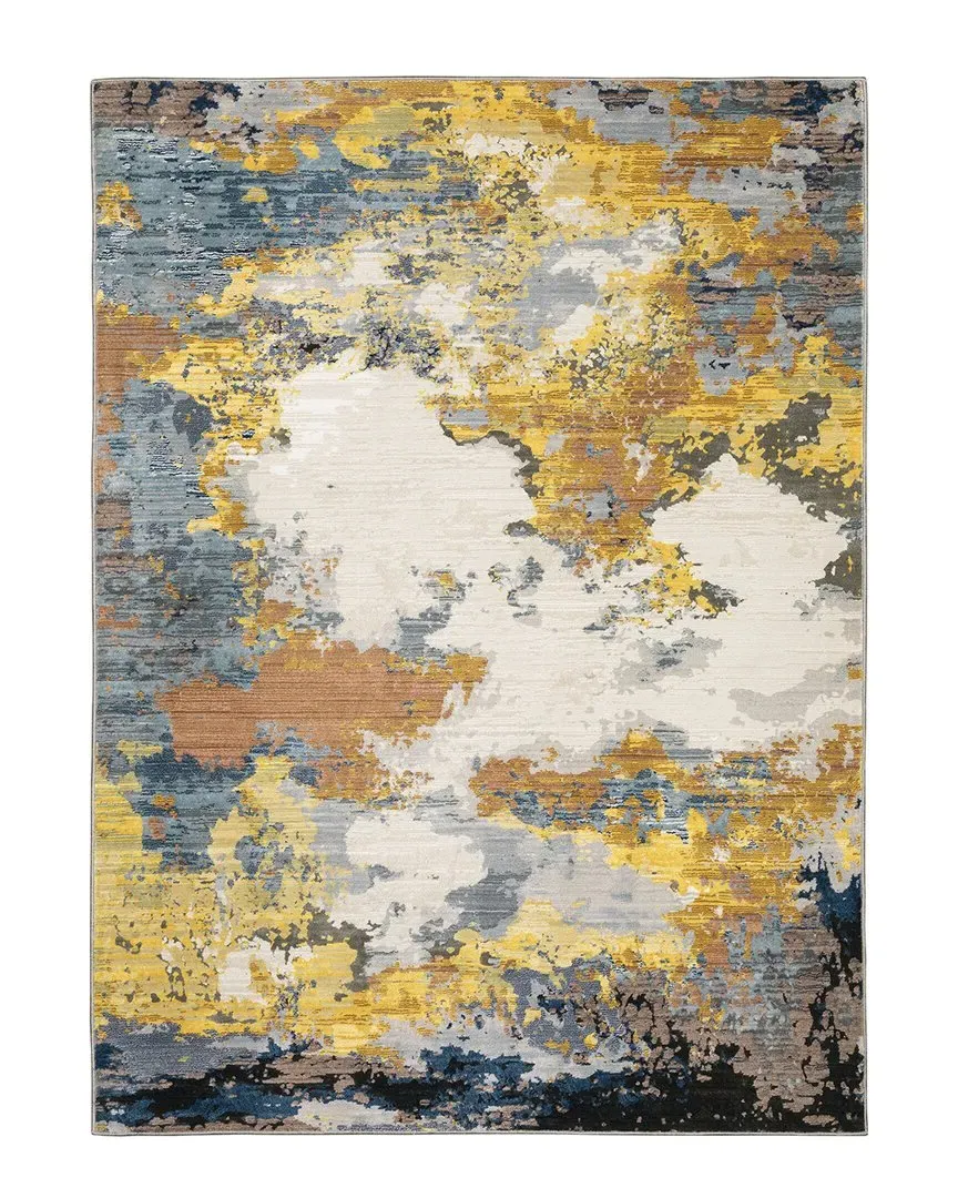 Cordona Industrial Abstract Area Rug - Yellow, Polyester