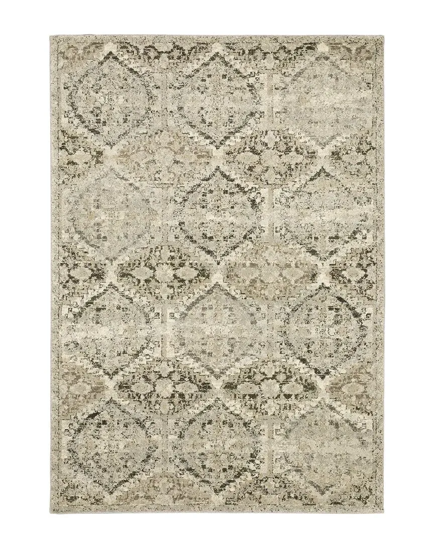 Fairlawn Distressed Floral Panel Area Rug - Ivory