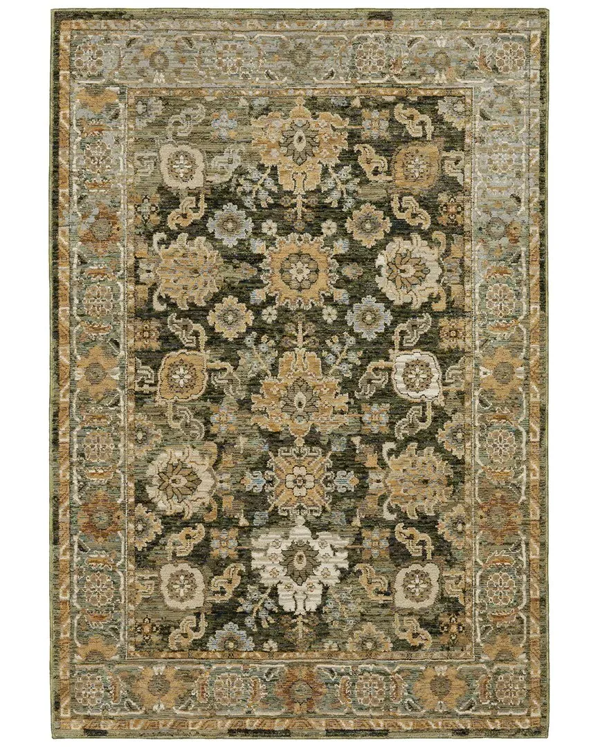 Farrah Bordered Rug - Green, Polypropylene image