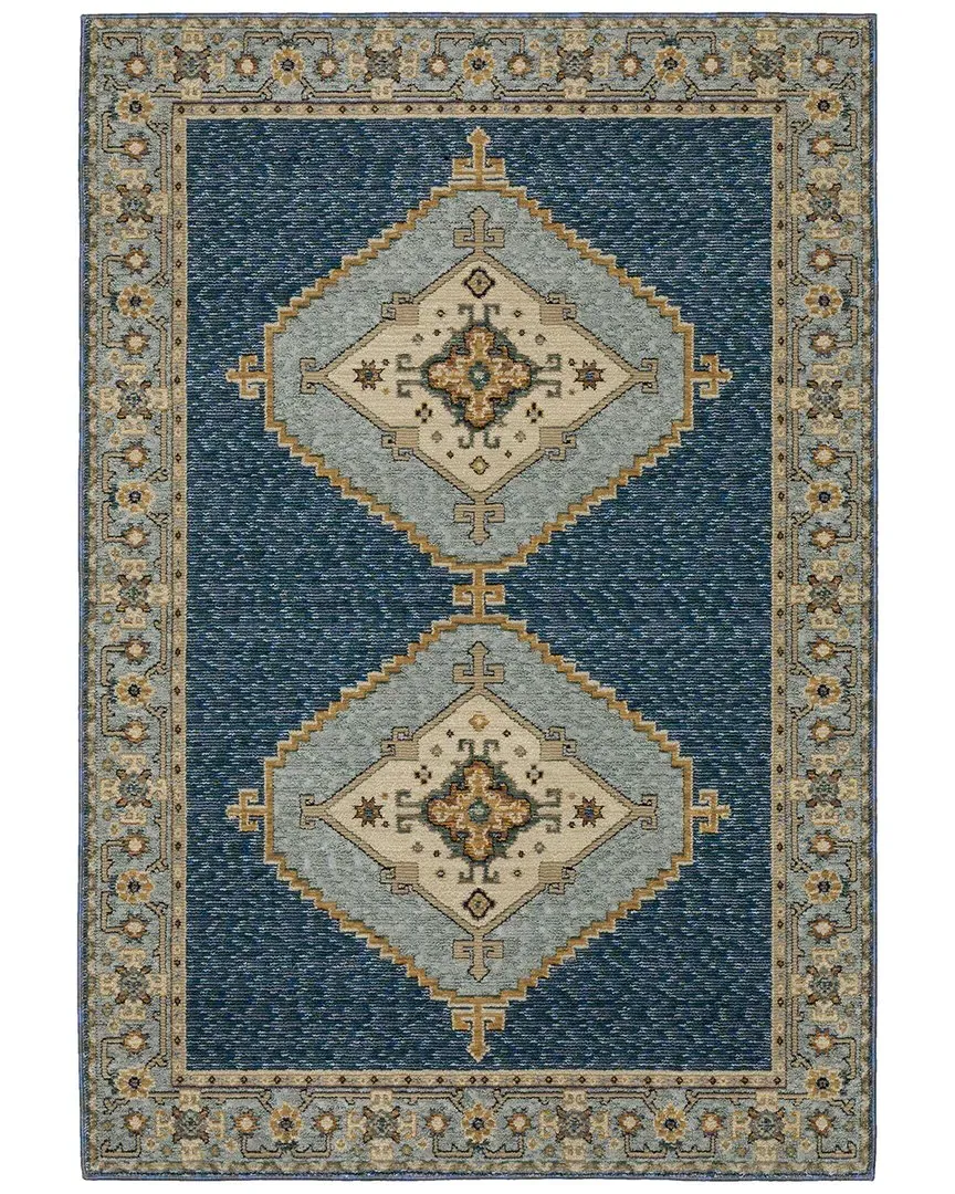Farrah Double Medallion Rug - Blue, Polypropylene image