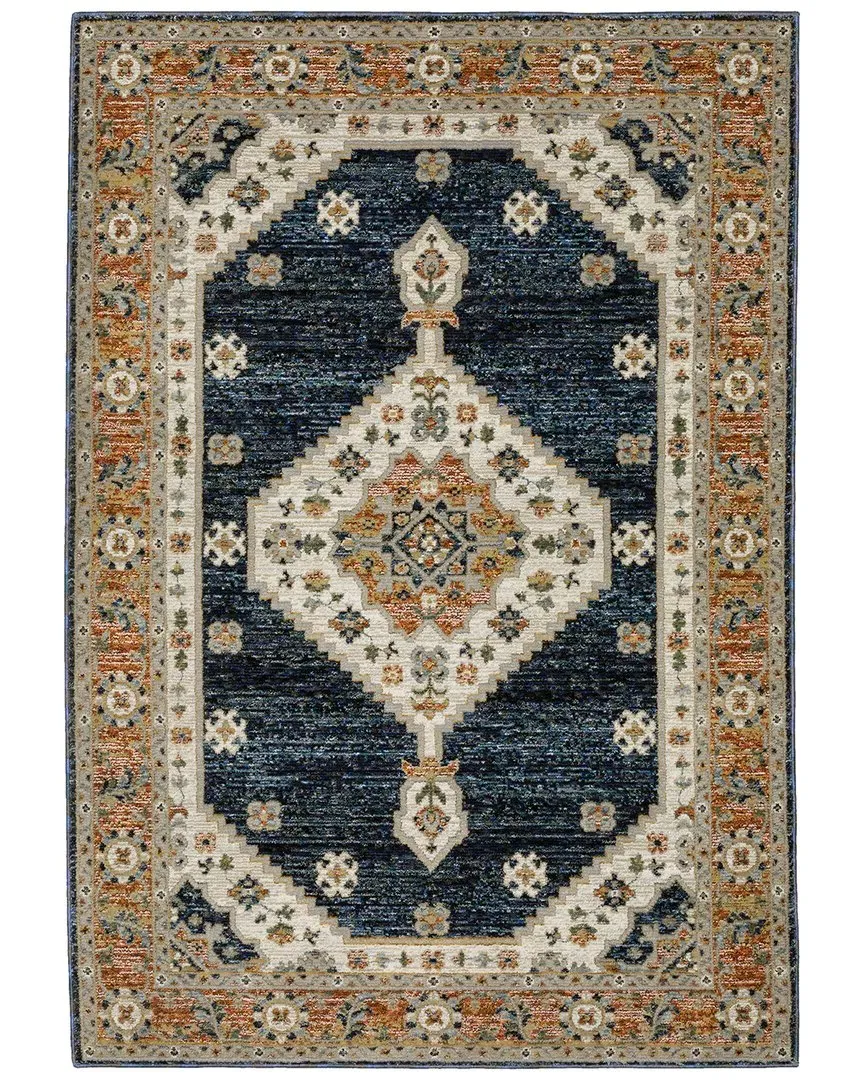 Farrah Vintage Medallion Rug - Blue, Polypropylene