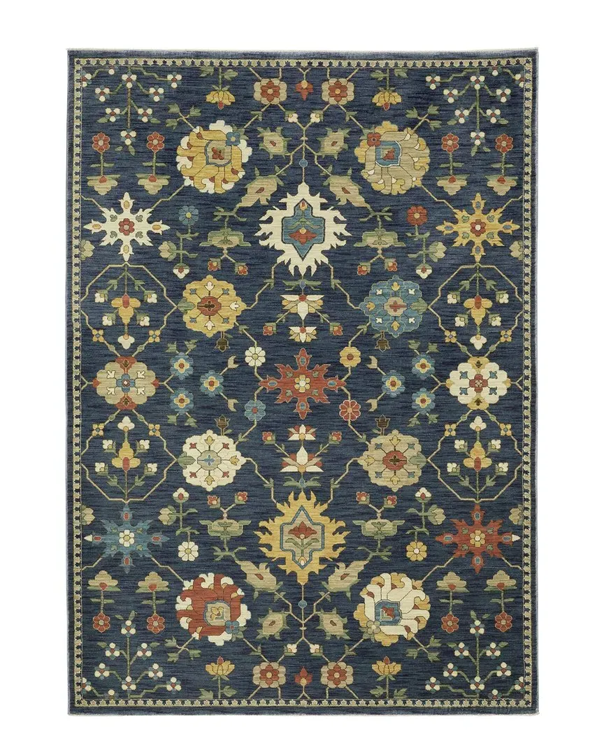 Fostoria Bohemian Oriental Fringed Edge Area Rug - Blue