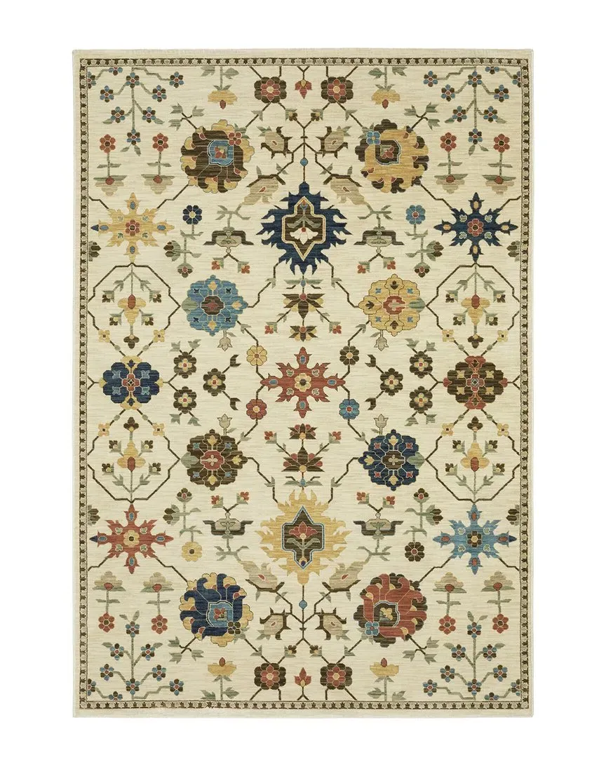 Fostoria Bohemian Oriental Fringed Edge Area Rug - Ivory