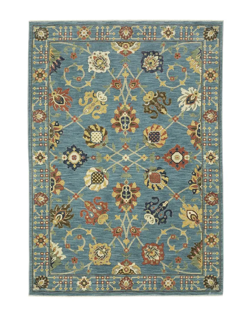 Fostoria Floral Oriental Fringed Edge Area Rug - Blue