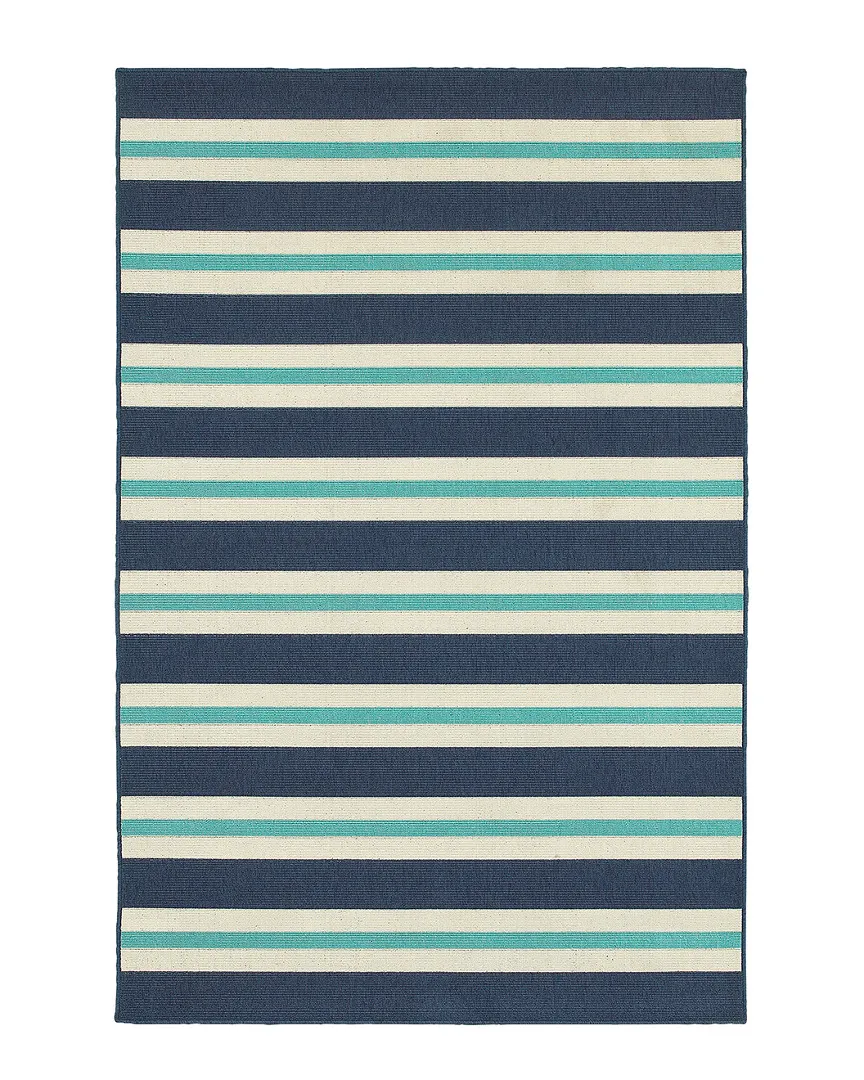 Hatteras Indoor/Outdoor Rug - Blue and Ivory, Polypropylene