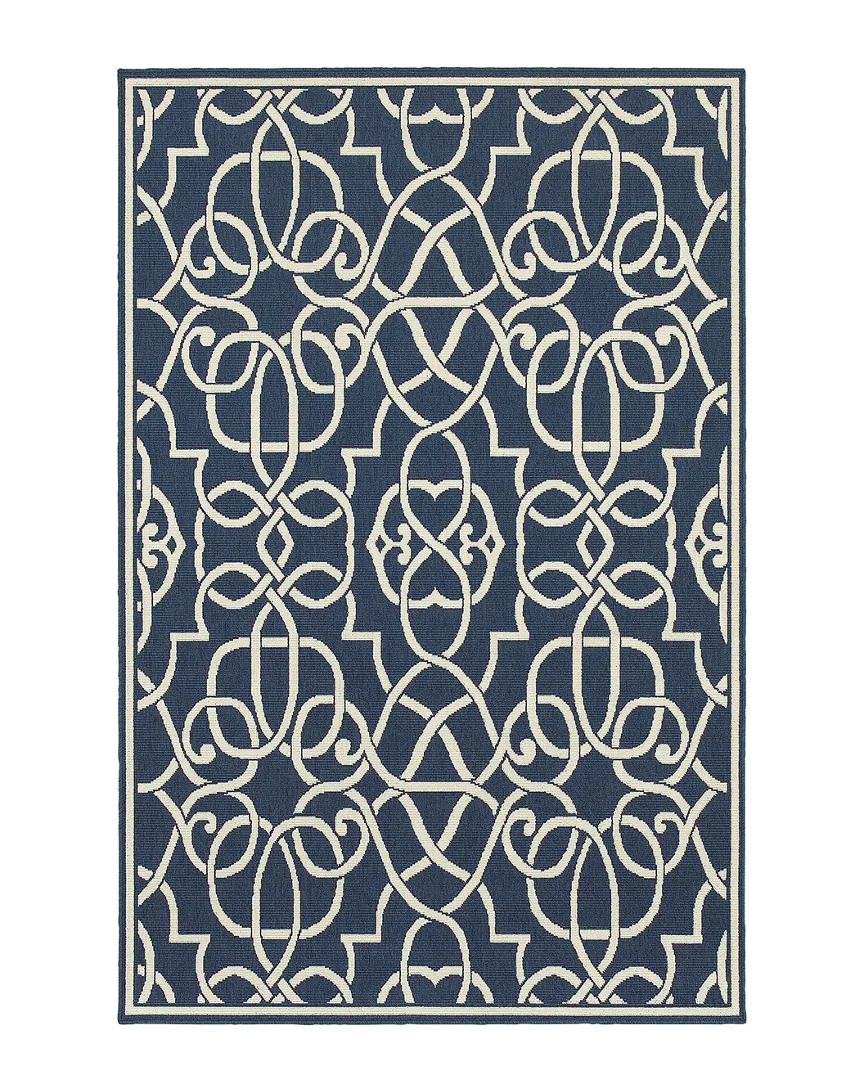 Hatteras Indoor/Outdoor Rug - Navy and Ivory, Polypropylene