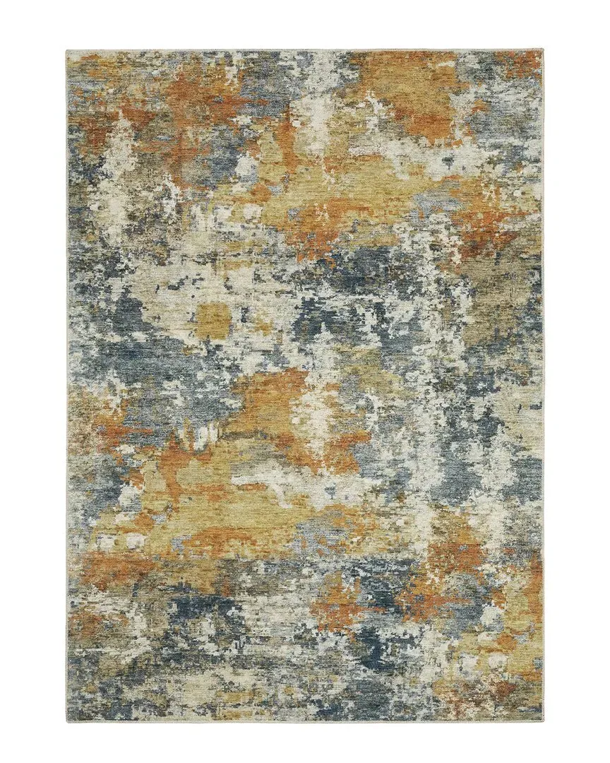 Marcel Abstract Washable Flat Weave Rug - Orange, Polyester