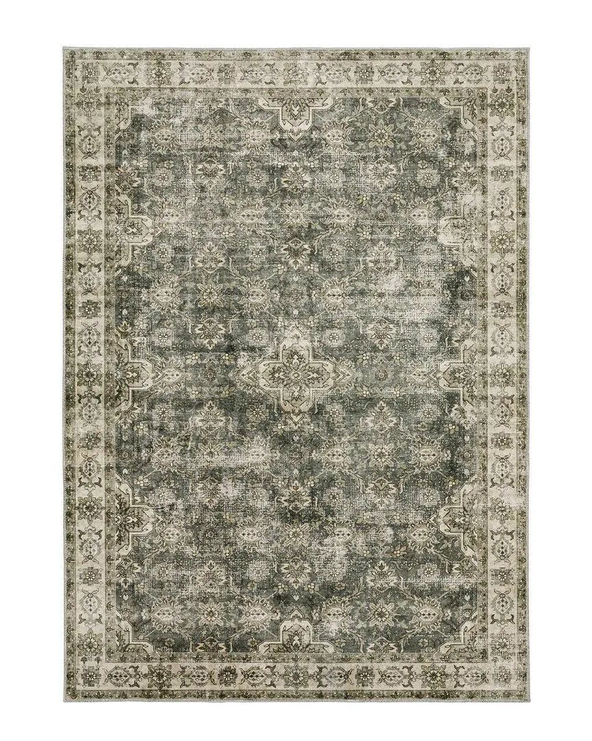Marcel Washable Flat Weave Rug - Green, Polyester