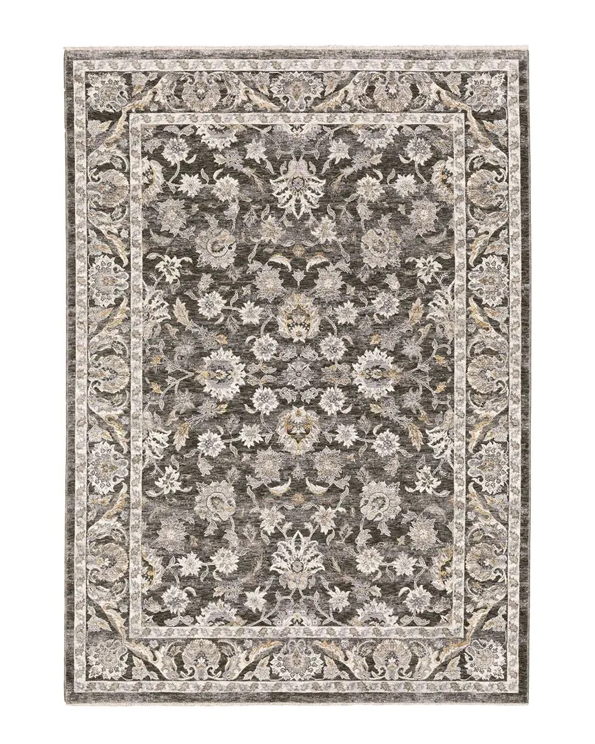 Mystique Vintage Framed Fringed Area Rug - Grey, Polyester image
