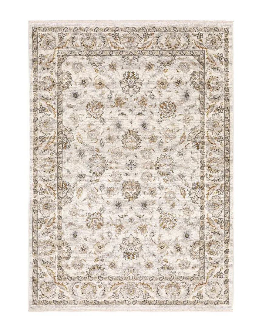 Mystique Vintage Framed Fringed Area Rug - Ivory, Polyester