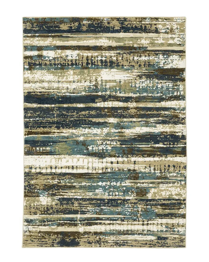 Rosette Abstract Hi-Low Fringed Edge Area Rug - Beige image