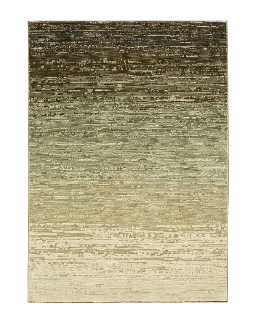 Rosette Abstract Ombre Hi-Low Fringed Edge Area Rug - Beige