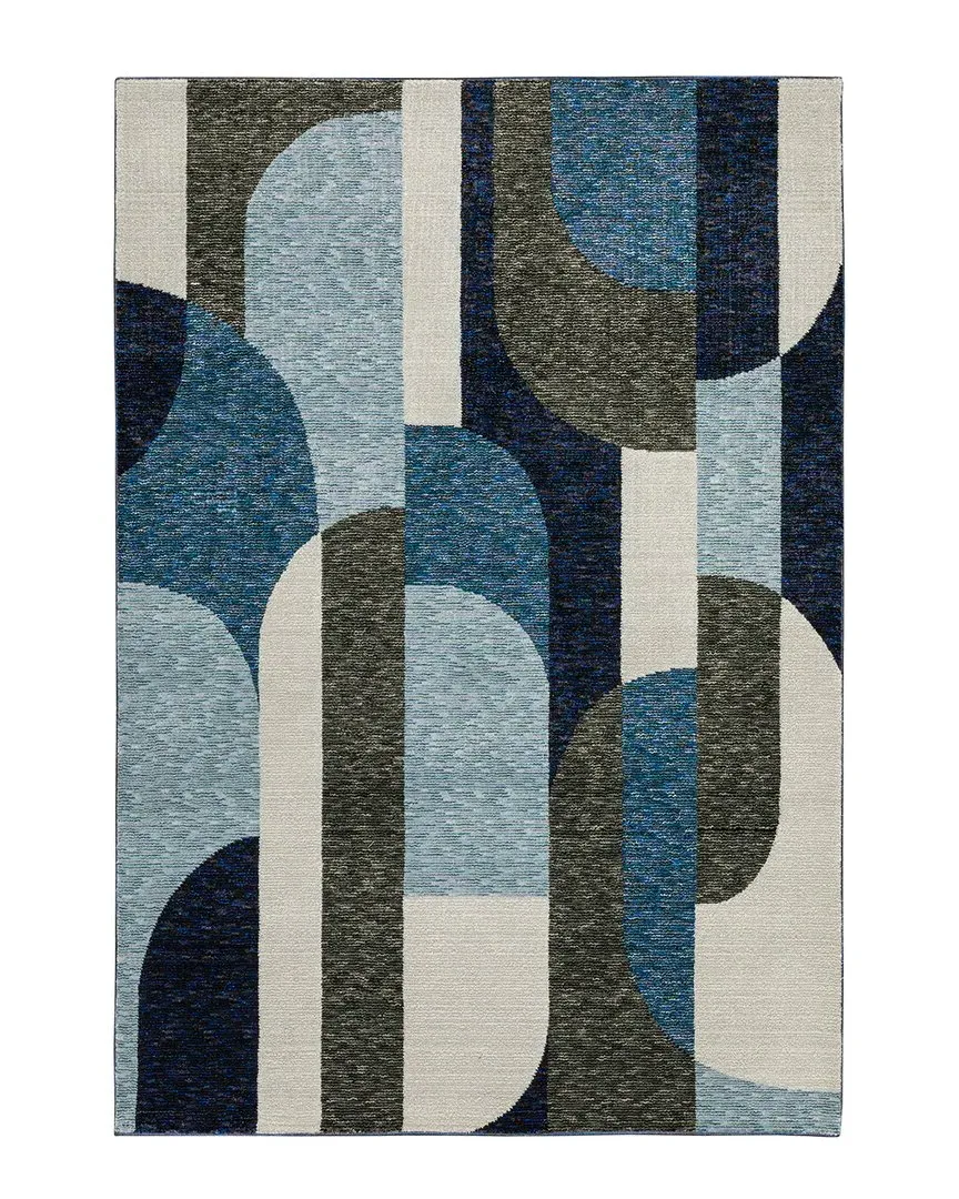 Serene Geometric Area Rug - Blue, Nylon