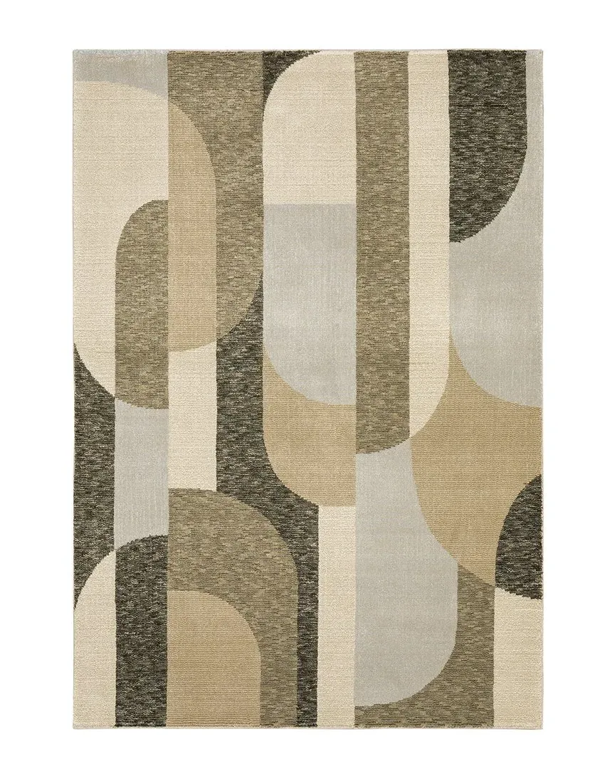Serene Geometric Area Rug - Brown, Nylon