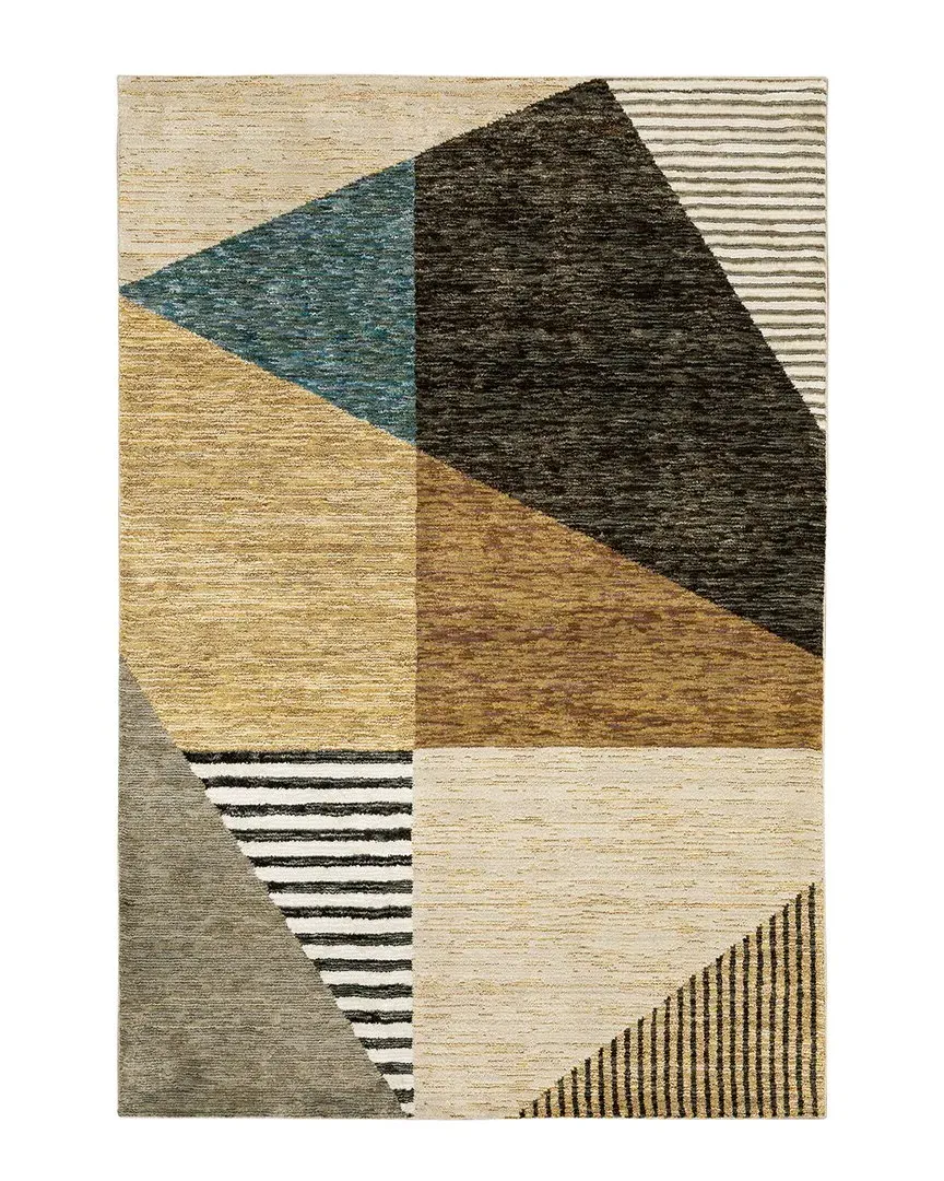 Serene Geometric Area Rug - Gold, Nylon