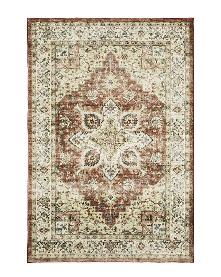 Stellar Oriental Medallion Washable Area Rug - Red image