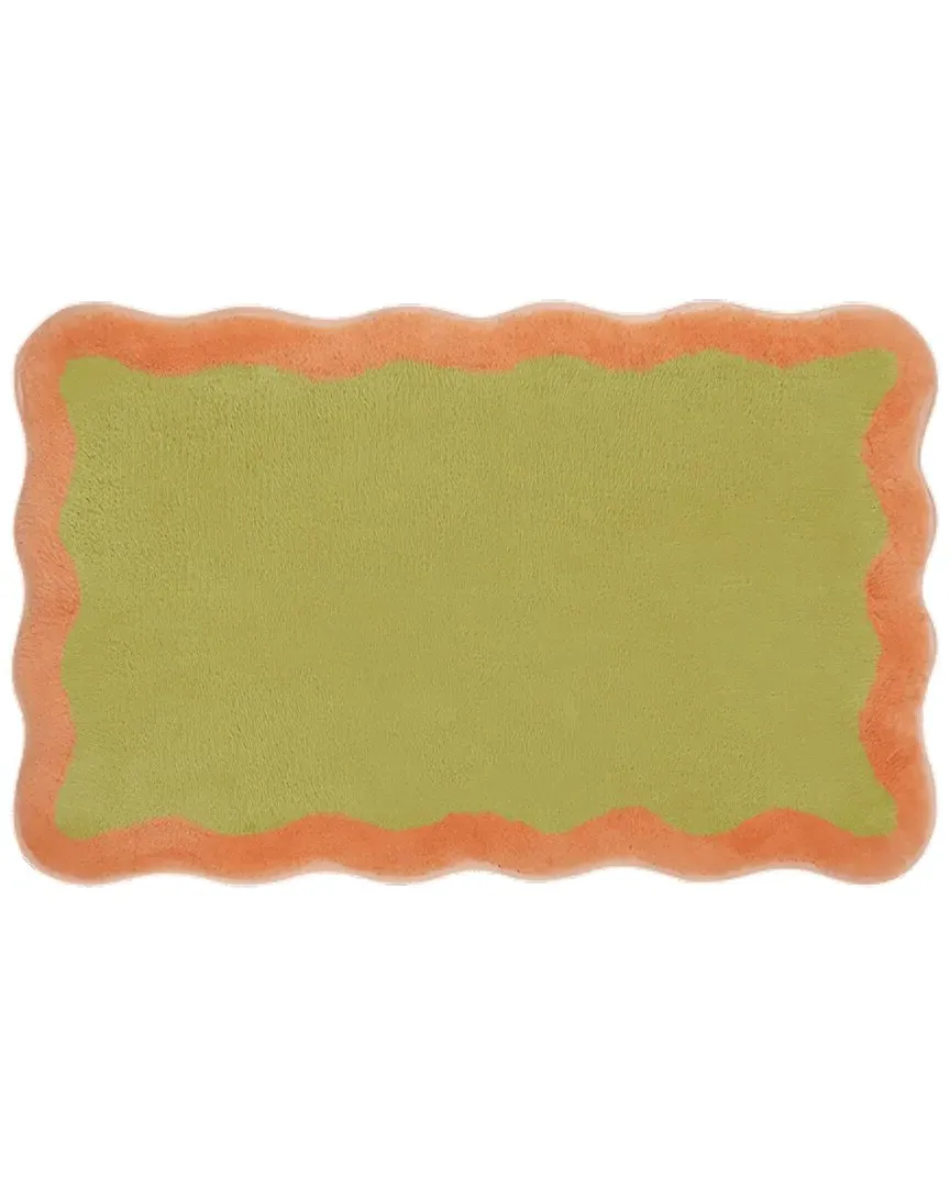 Marco Polo Wavy Edge Bathmat - Green, Orange image