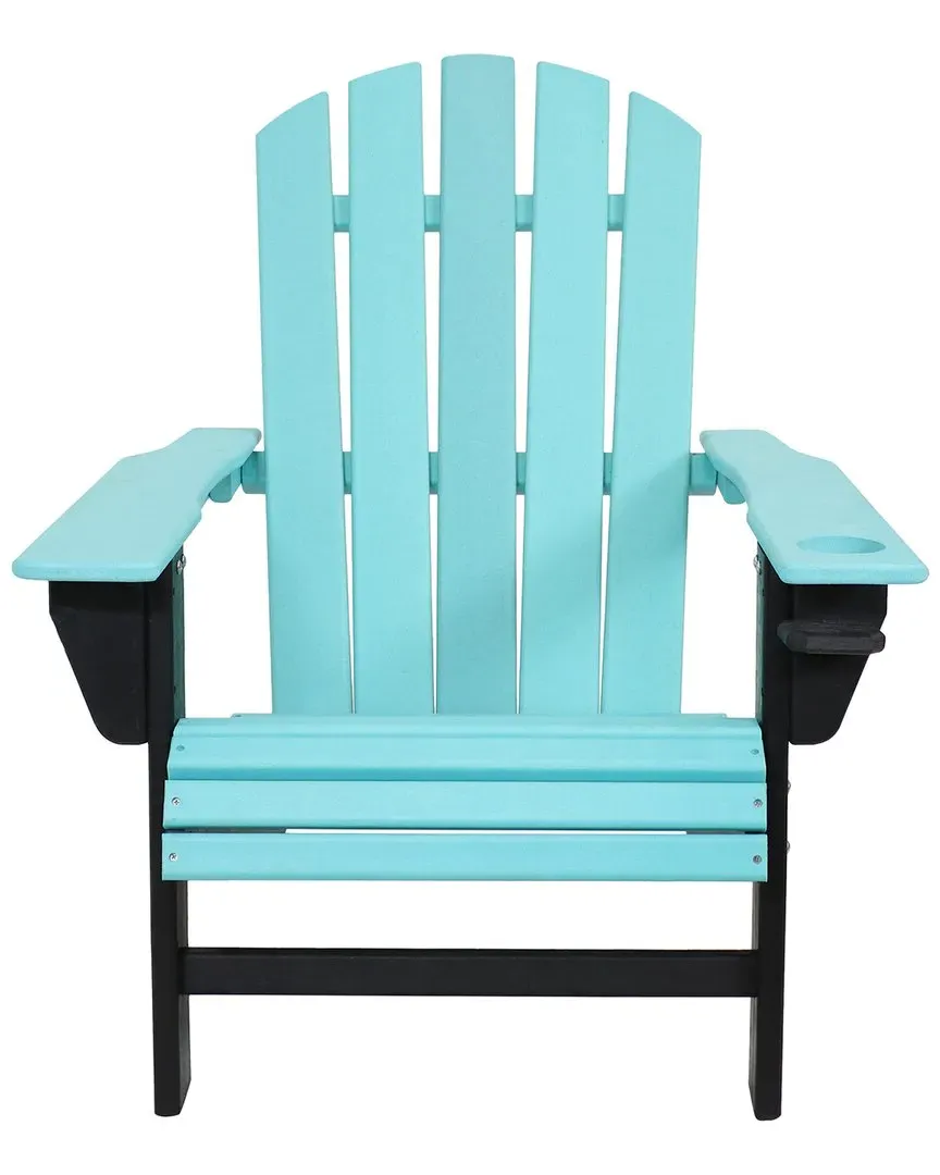 All-Weather Adirondack Chair with Drink Holder - Black, HDPE image