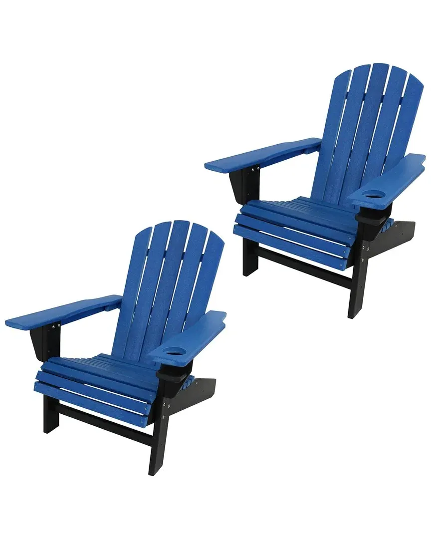 All-Weather Adirondack Chair with Drink Holder - Blue, HDPE image